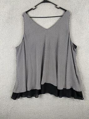 Lane Bryant Shirt Womens 26 Black White Check Layered Tank Top Plus Size